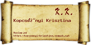 Kopcsányi Krisztina névjegykártya
