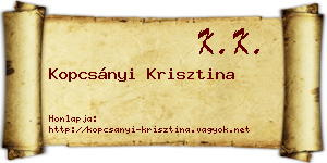 Kopcsányi Krisztina névjegykártya